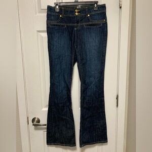 Cache Dark Wash Premium Wide Leg Bootcut Denim Jeans #S1